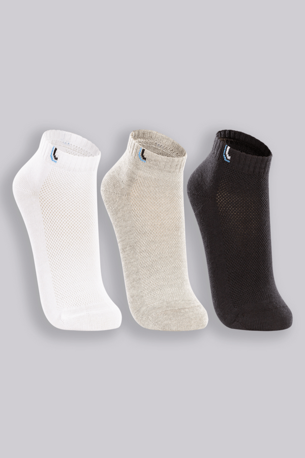 Lupo Low-Crew Cotton Sport Socks - 3-Pack